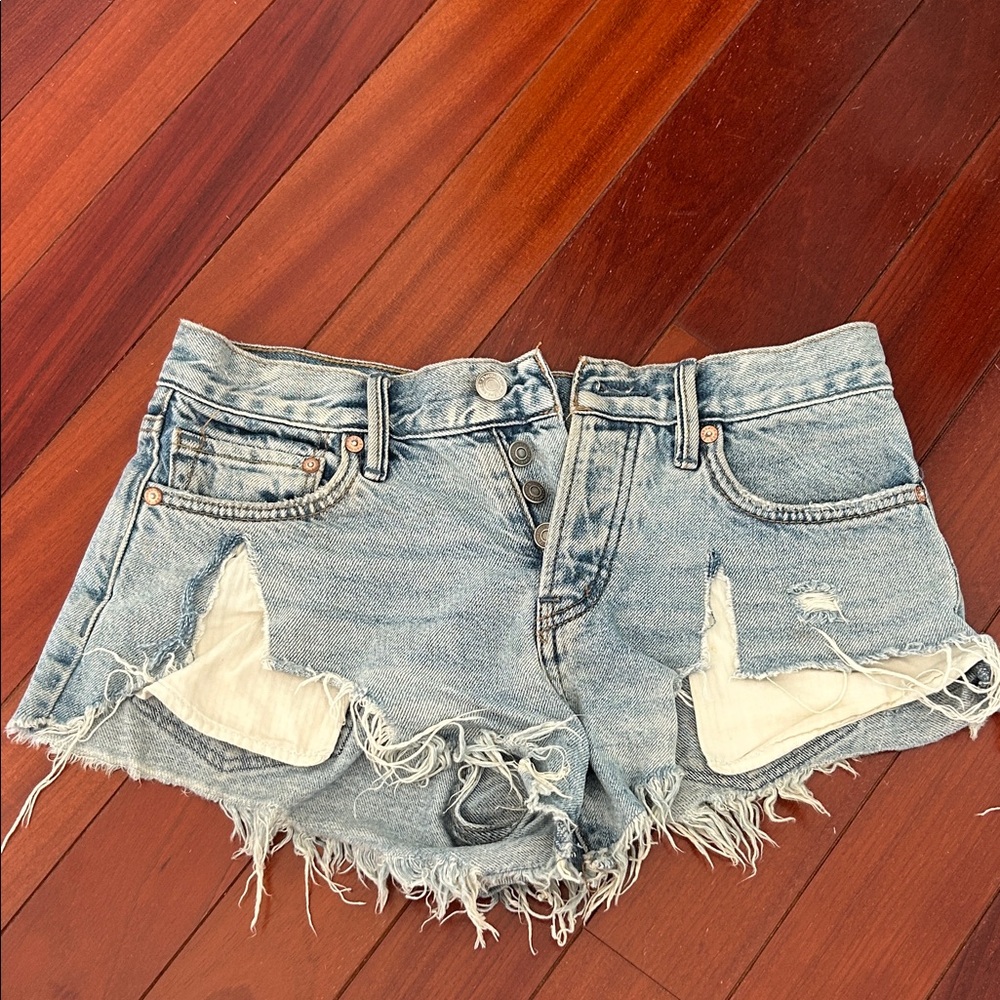 Free People loving good vibrations jean shorts *no longer sold at free people*
